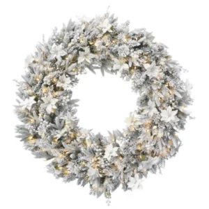 national tree company frosted colonial pre lit christmas wreath 122cm 112 natfc102